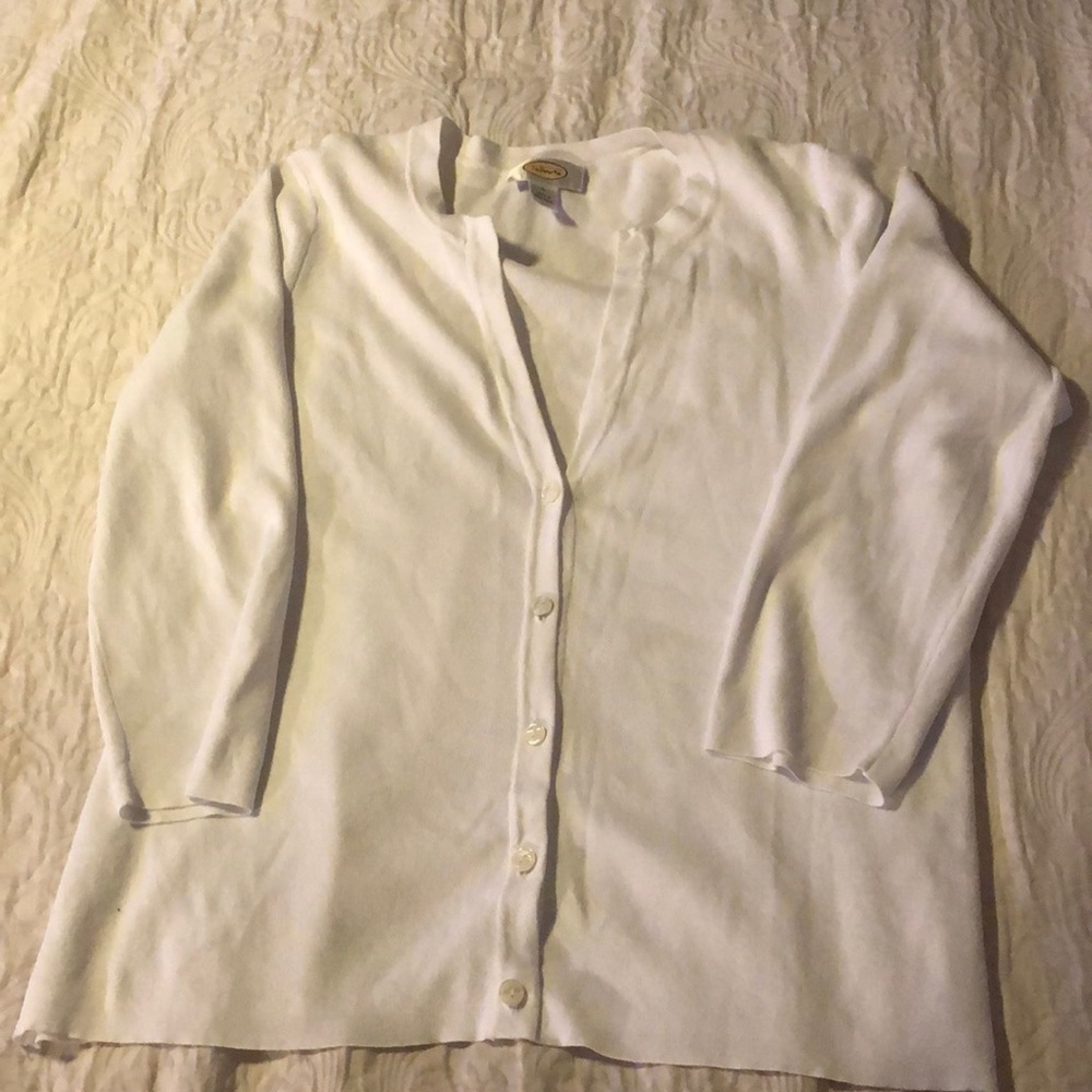 Like New White Talbots 3/4 Sleeve Cardi